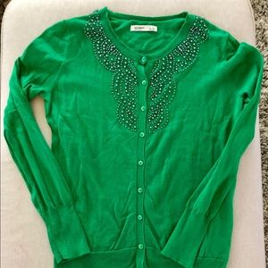 GUC Old Navy LS cardigan with silver appliqué sz M